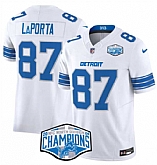 Men's Detroit Lions #87 Sam LaPorta White 2024 NFC North Champions F.U.S.E. Vapor Limited Stitched Jersey,baseball caps,new era cap wholesale,wholesale hats